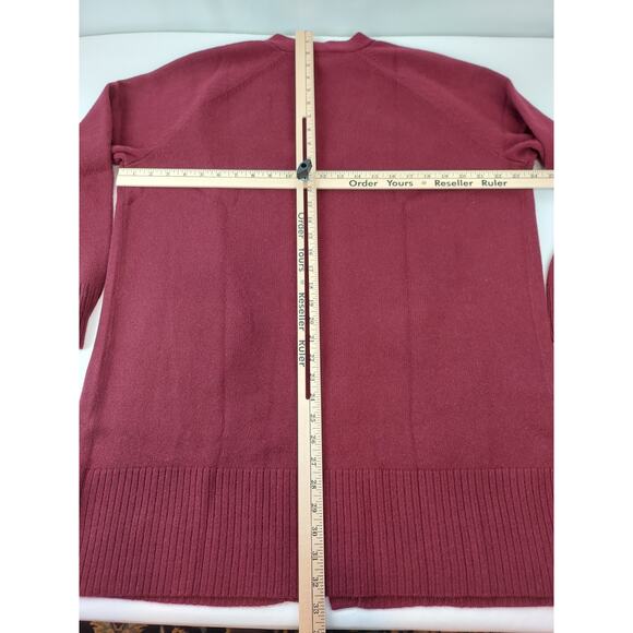 Revive Cashmere Women's Merlot Wool Cashmere Raglan Midi Cardigan Sweater L - Picture 10 of 10